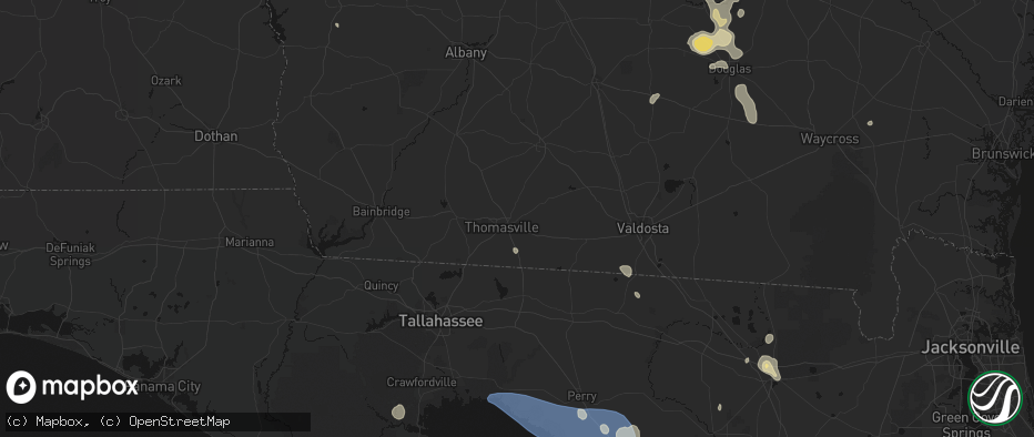 Hail map in Thomasville, GA on July 17, 2026