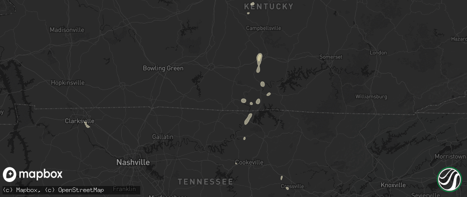Hail map in Tompkinsville, KY on July 17, 2026