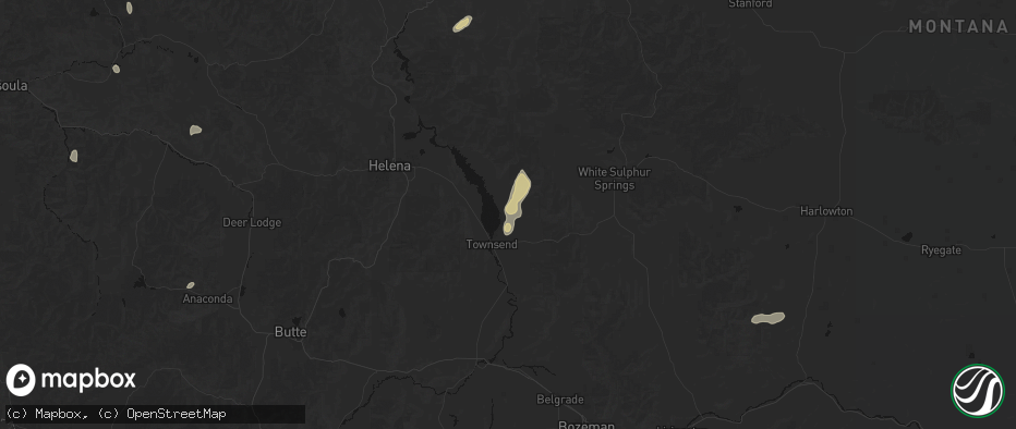 Hail map in Townsend, MT on July 17, 2026