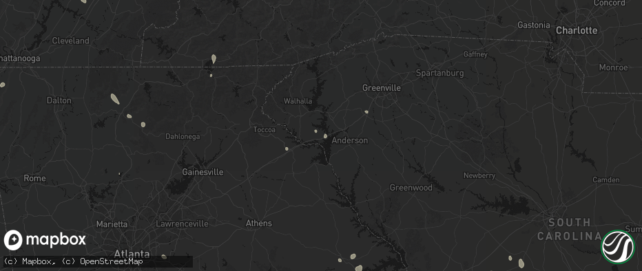 Hail map in Townville, SC on July 17, 2026