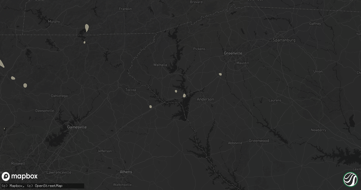 Hail map in Townville, SC on July 17, 2026