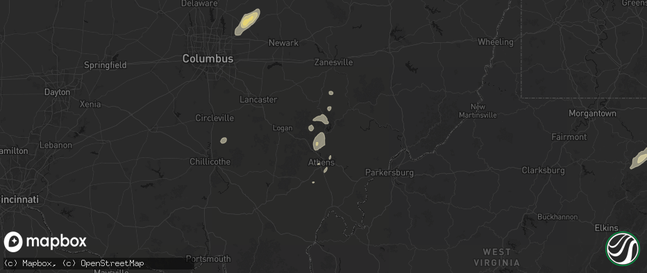 Hail map in Trimble, OH on July 17, 2026