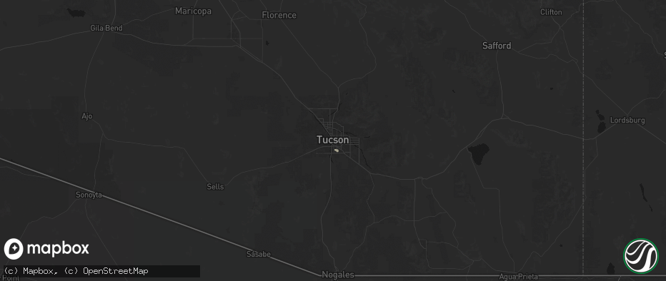 Hail map in Tucson, AZ on July 17, 2026