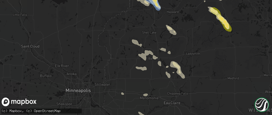 Hail map in Turtle Lake, WI on July 17, 2026