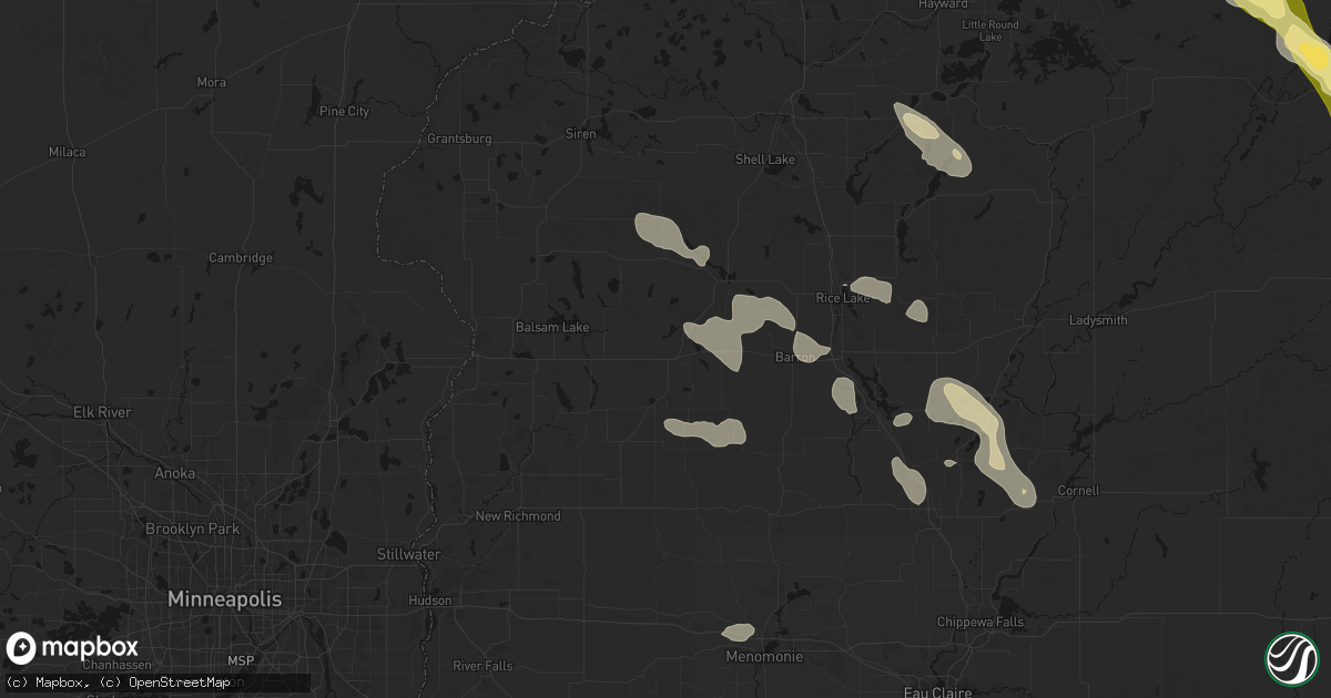 Hail map in Turtle Lake, WI on July 17, 2026