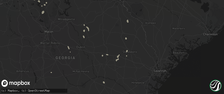 Hail map in Twin City, GA on July 17, 2026