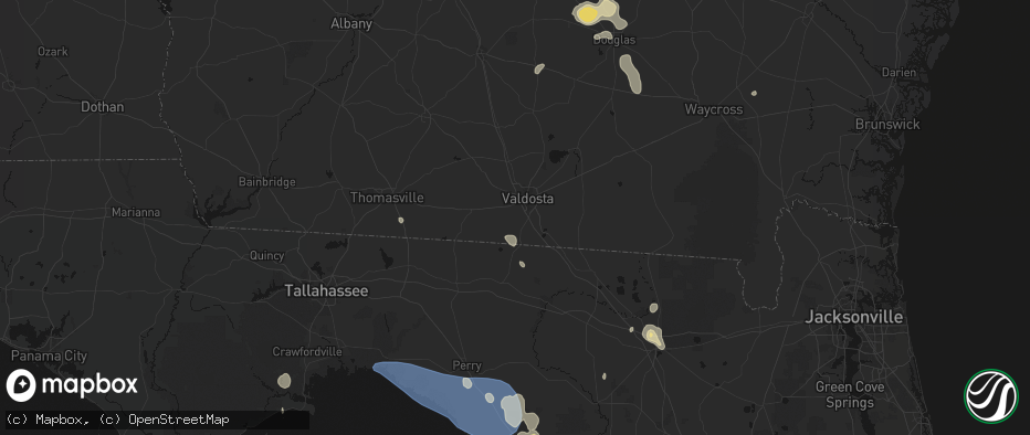 Hail map in Valdosta, GA on July 17, 2026