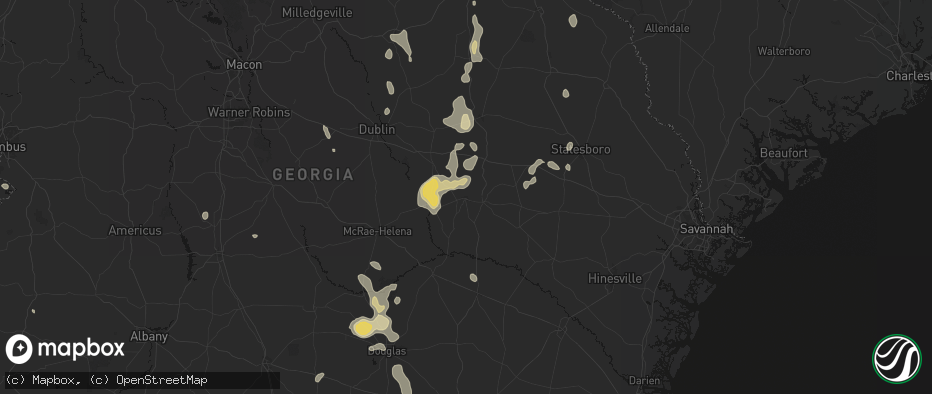 Hail map in Vidalia, GA on July 17, 2026