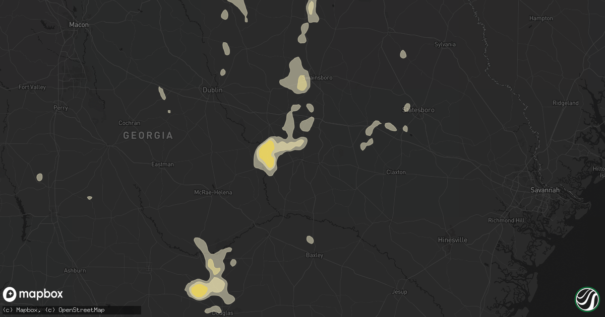 Hail map in Vidalia, GA on July 17, 2026