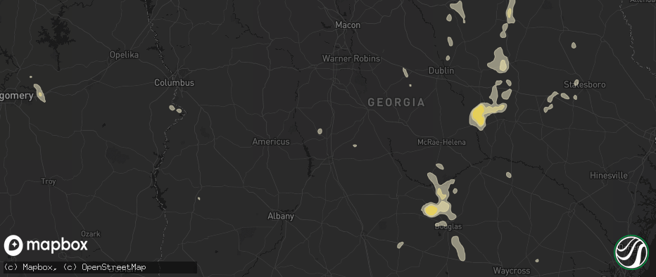 Hail map in Vienna, GA on July 17, 2026