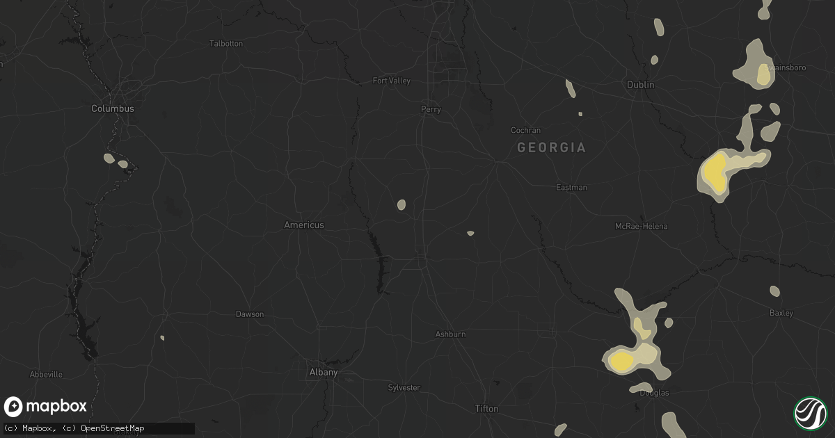 Hail map in Vienna, GA on July 17, 2026