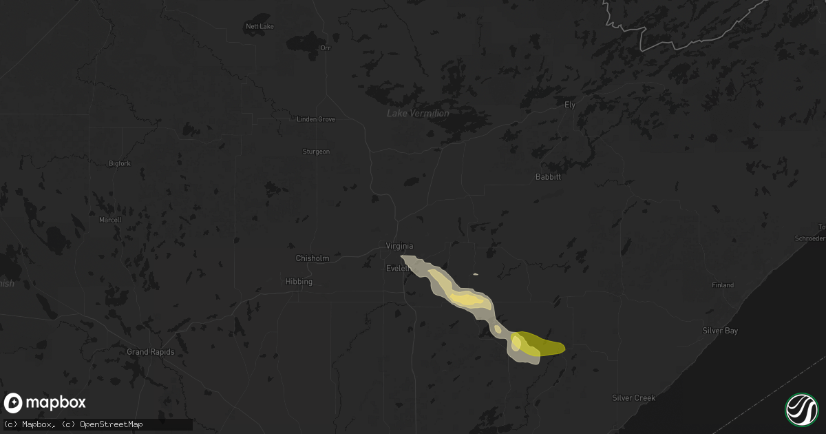Hail map in Virginia, MN on July 17, 2026