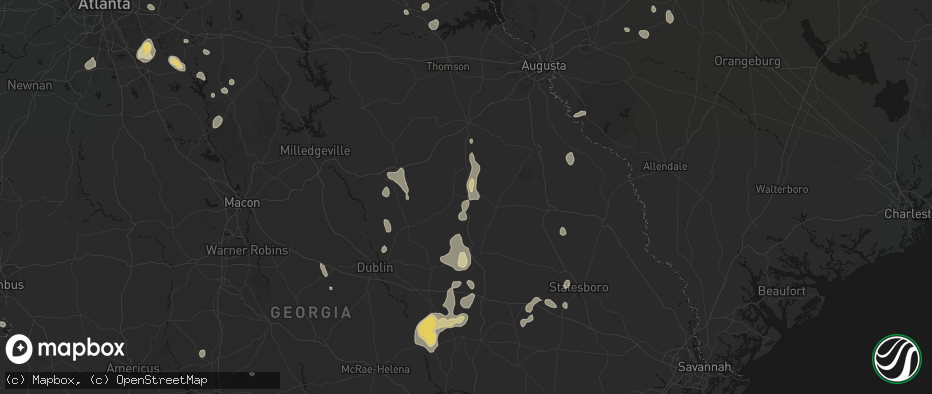 Hail map in Wadley, GA on July 17, 2026