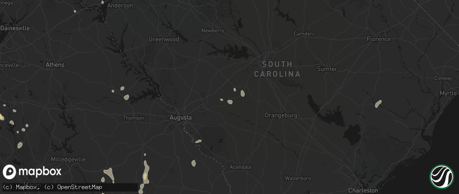 Hail map in Wagener, SC on July 17, 2026