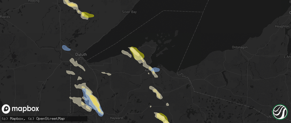 Hail map in Washburn, WI on July 17, 2026