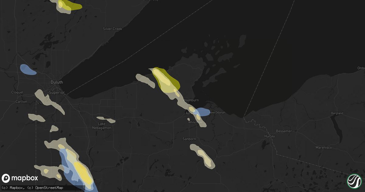 Hail map in Washburn, WI on July 17, 2026