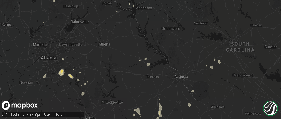 Hail map in Washington, GA on July 17, 2026