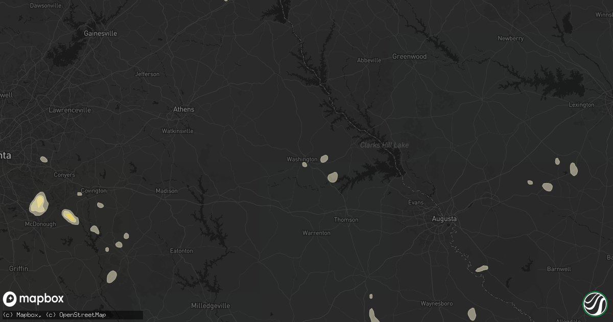 Hail map in Washington, GA on July 17, 2026