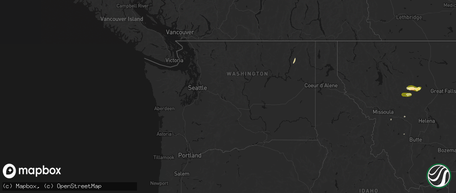 Hail map in Washington on July 17, 2026