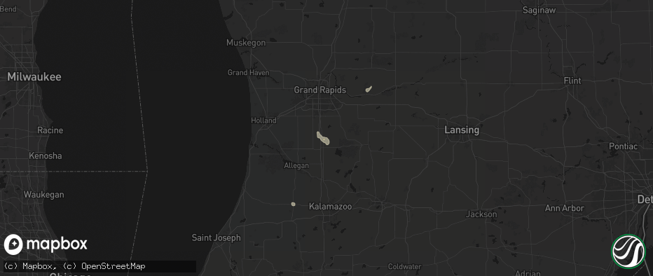 Hail map in Wayland, MI on July 17, 2026