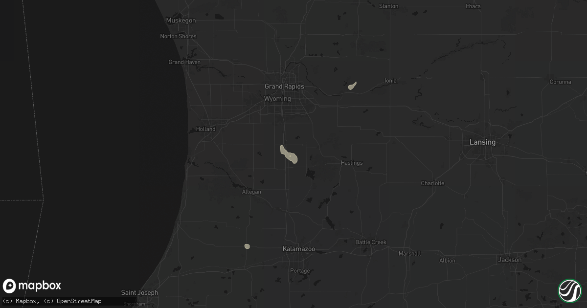 Hail map in Wayland, MI on July 17, 2026