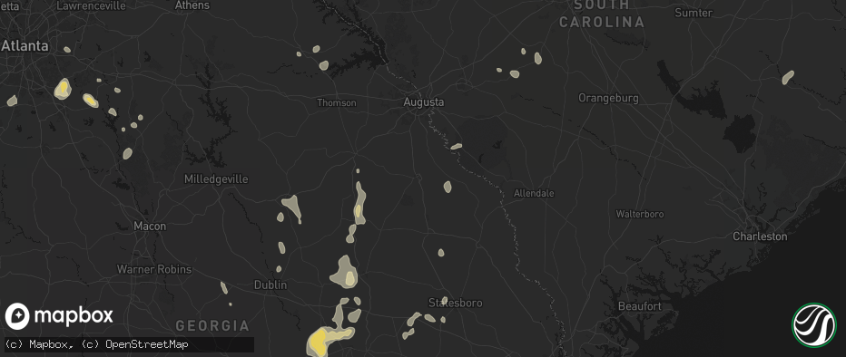 Hail map in Waynesboro, GA on July 17, 2026