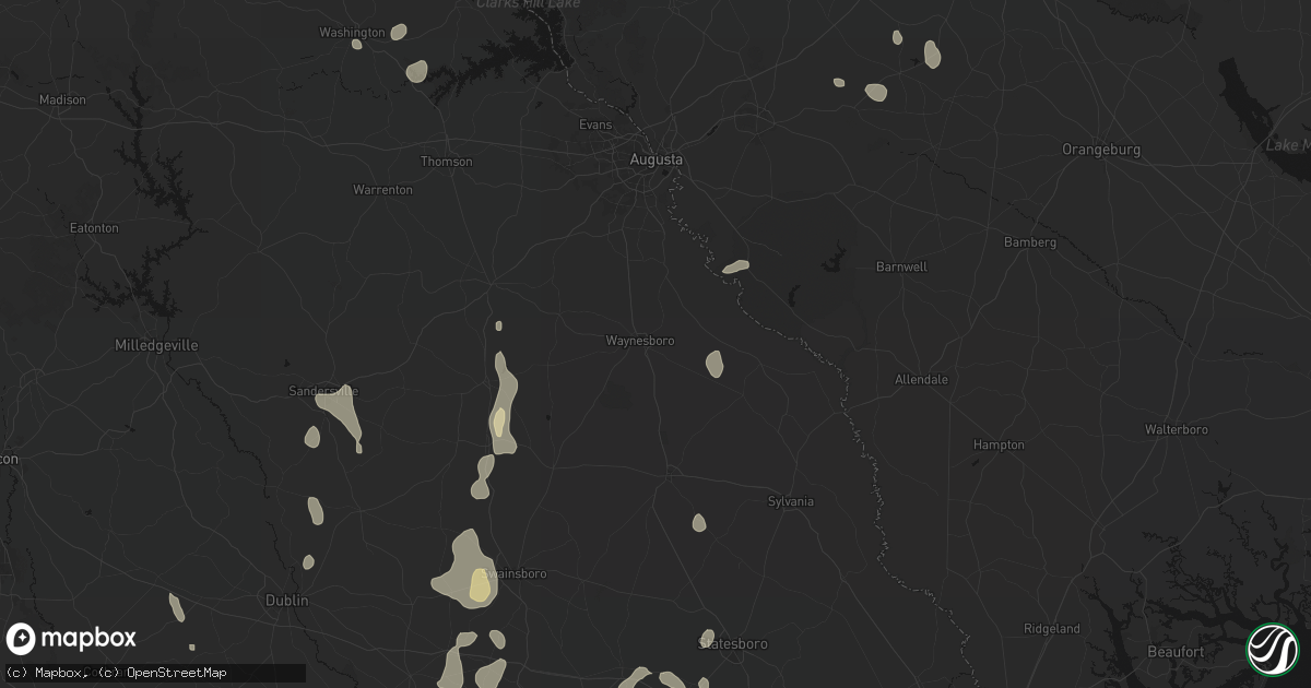 Hail map in Waynesboro, GA on July 17, 2026