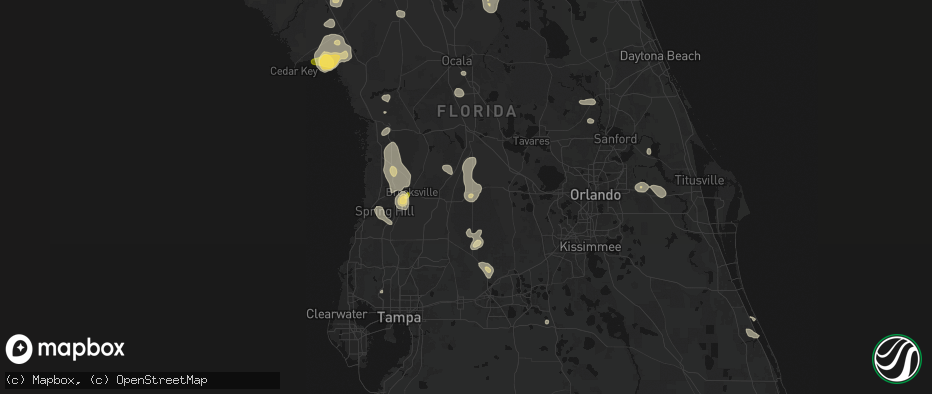 Hail map in Webster, FL on July 17, 2026