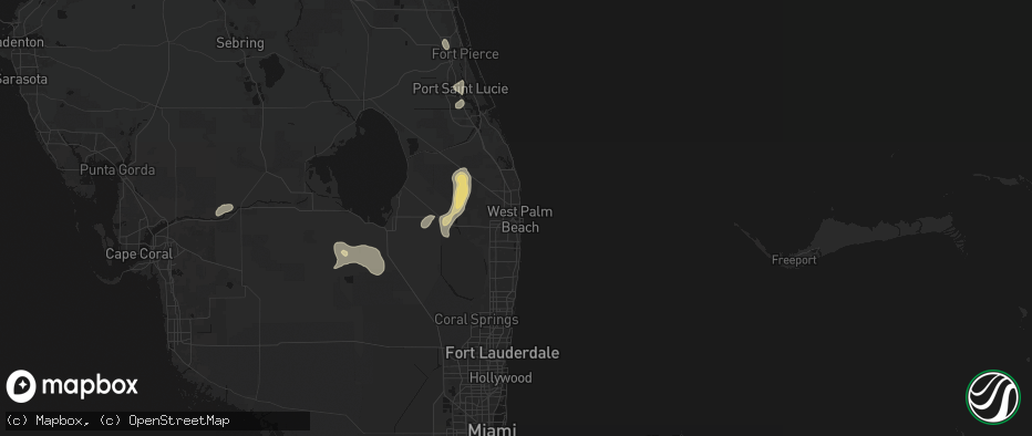 Hail map in West Palm Beach, FL on July 17, 2026