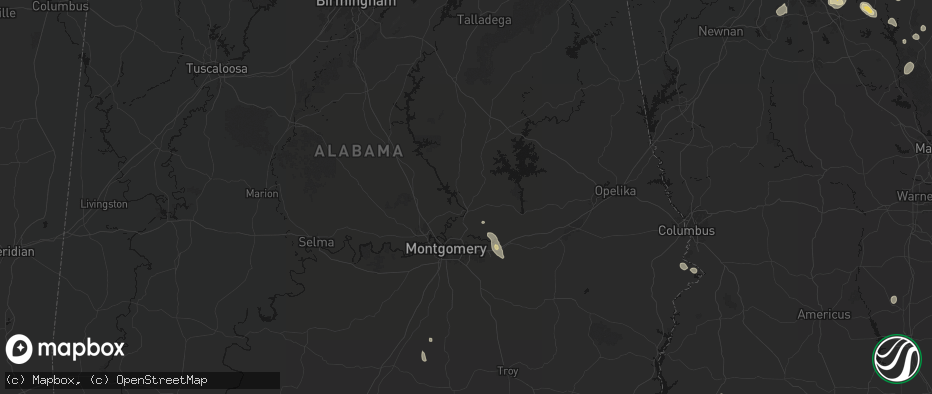 Hail map in Wetumpka, AL on July 17, 2026