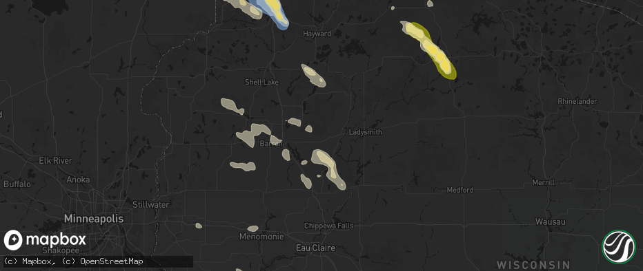 Hail map in Weyerhaeuser, WI on July 17, 2026