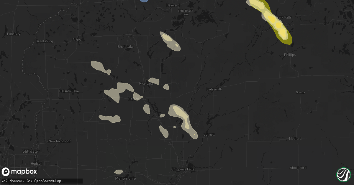 Hail map in Weyerhaeuser, WI on July 17, 2026