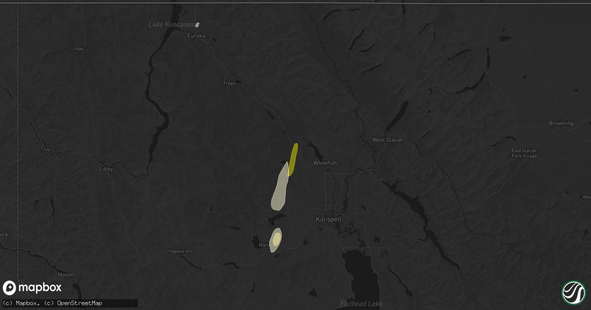 Hail map in Whitefish, MT on July 17, 2026