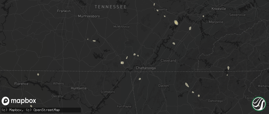 Hail map in Whitwell, TN on July 17, 2026