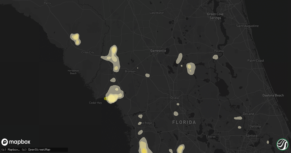 Hail map in Williston, FL on July 17, 2026