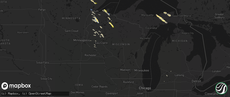 Hail map in Wisconsin on July 17, 2026