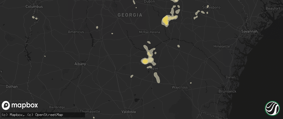 Hail map in Wray, GA on July 17, 2026