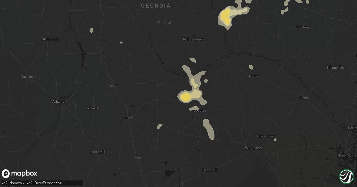 Hail map in Wray, GA on July 17, 2026