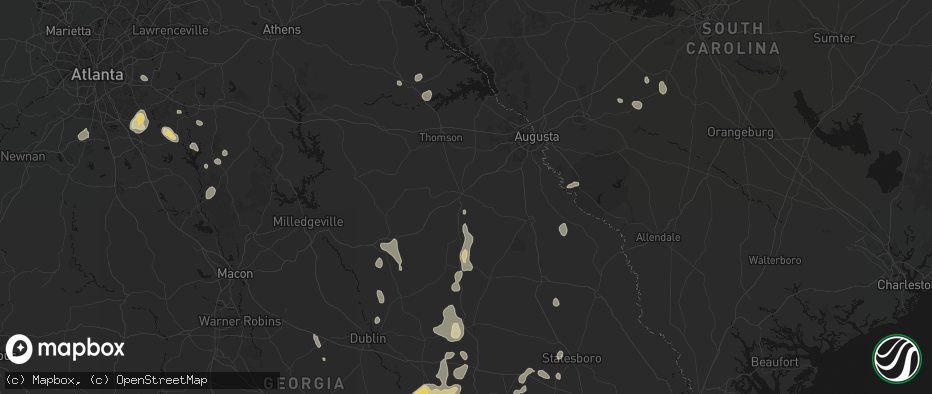 Hail map in Wrens, GA on July 17, 2026