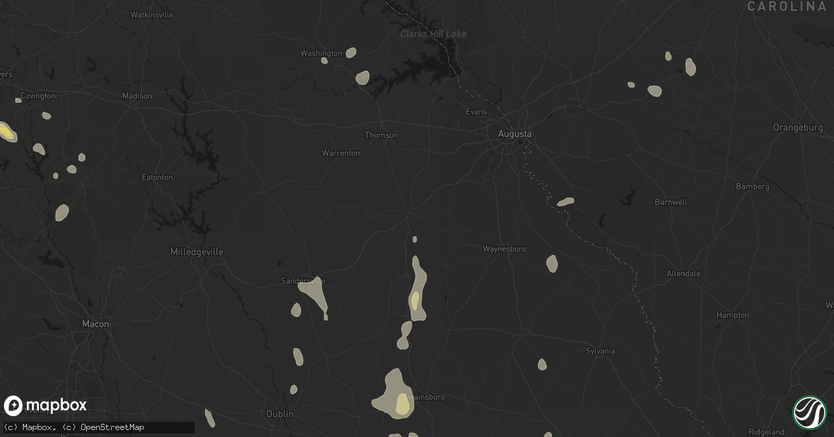 Hail map in Wrens, GA on July 17, 2026