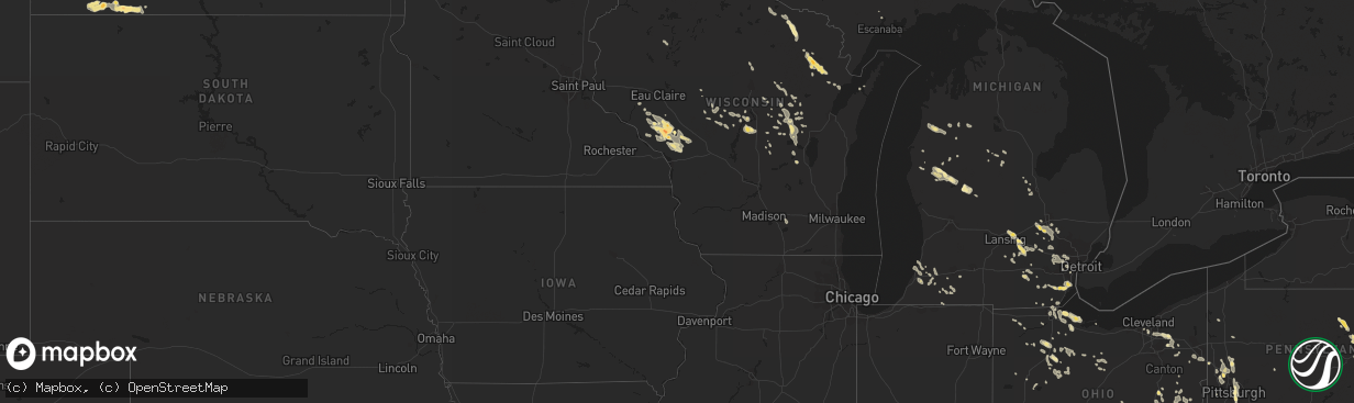 Hail map in New York on July 18, 2011