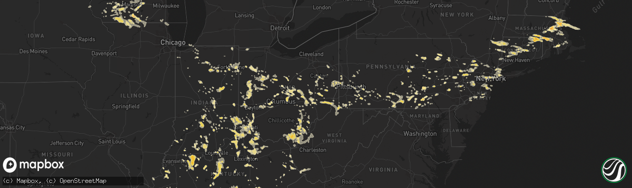 Hail map in Connecticut on July 18, 2012