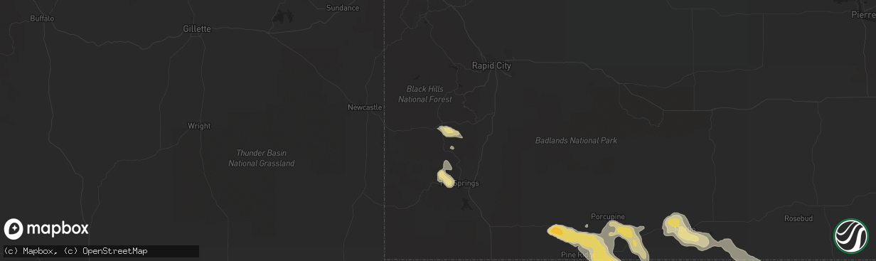 Hail map in Custer, SD on July 18, 2014