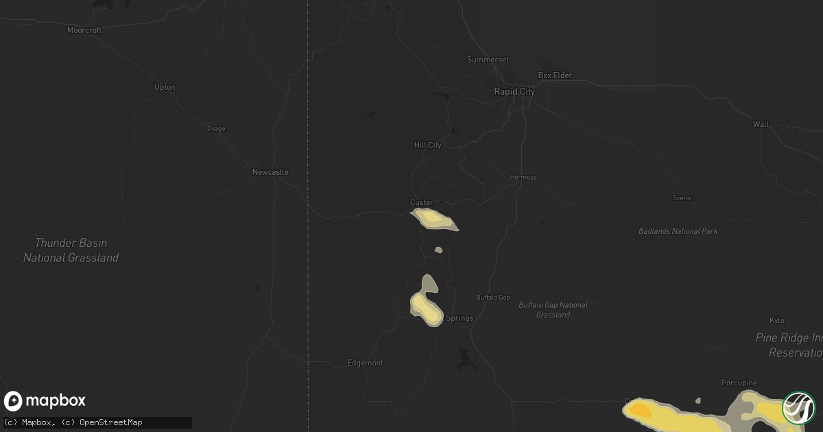 Hail map in Custer, SD on July 18, 2014