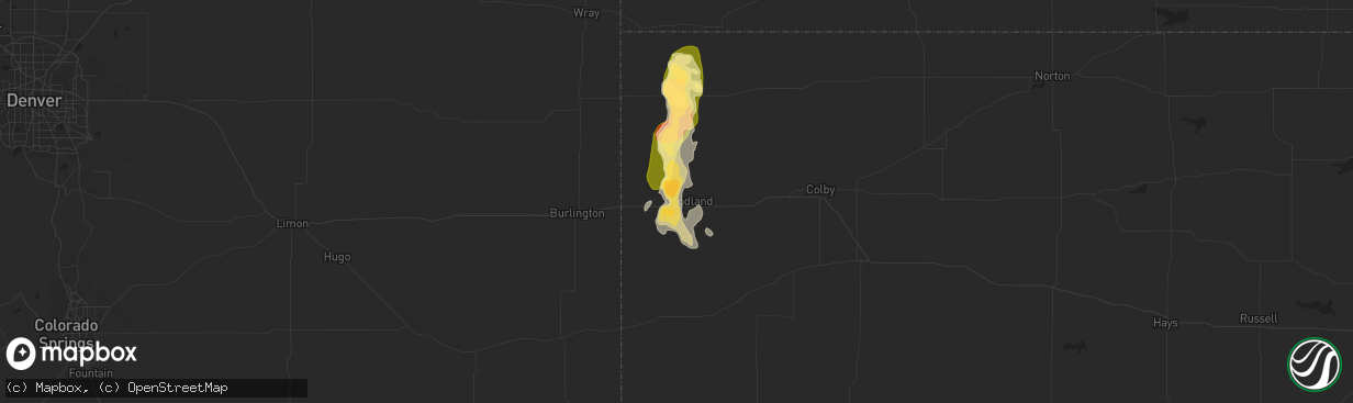 Hail map in Goodland, KS on July 18, 2014