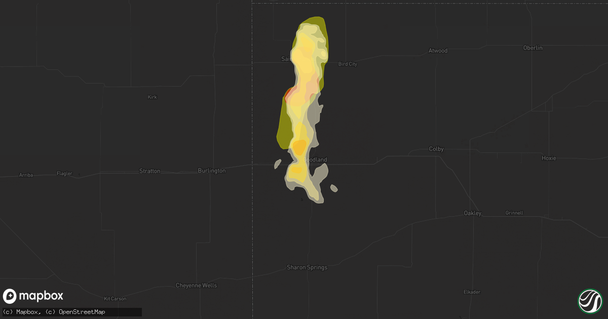 Hail map in Goodland, KS on July 18, 2014