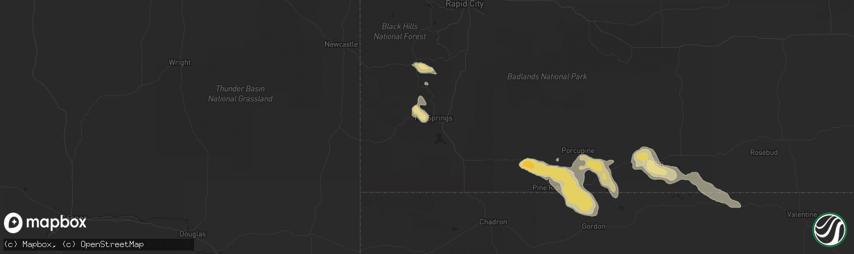 Hail map in Hot Springs, SD on July 18, 2014