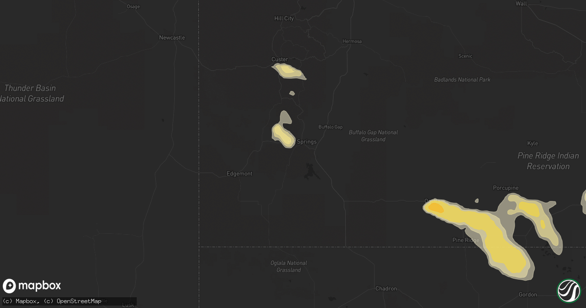 Hail map in Hot Springs, SD on July 18, 2014