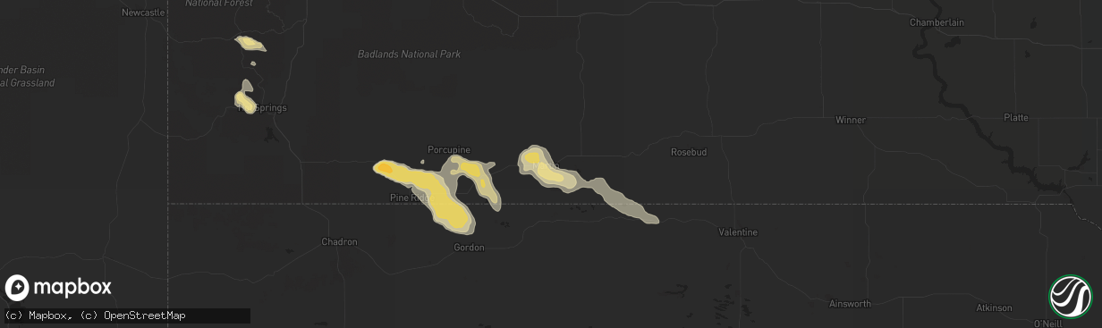 Hail map in Martin, SD on July 18, 2014