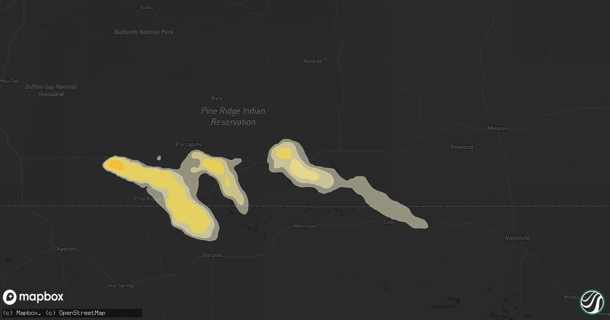 Hail map in Martin, SD on July 18, 2014